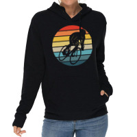 Biker T  Shirt Bicyclist Silhouette On A Distressed Retro Sunset Graph Lightweight Hoodie | Artistshot