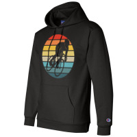 Biker T  Shirt Bicyclist Silhouette On A Distressed Retro Sunset Graph Champion Hoodie | Artistshot