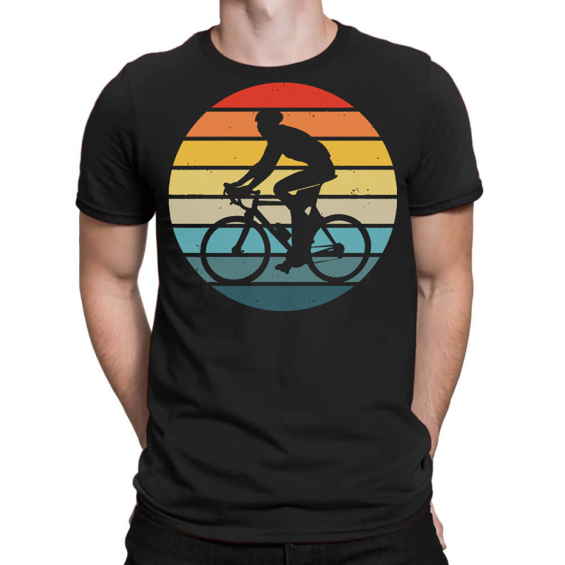 Biker T  Shirt Bicyclist Silhouette On A Distressed Retro Sunset Print T-shirt | Artistshot