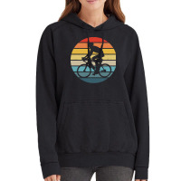 Biker T  Shirt Bicyclist Silhouette On A Distressed Retro Sunset Print Vintage Hoodie | Artistshot