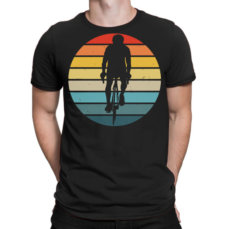 Biker T  Shirt Bicyclist Silhouette On A Distressed Retro Sunset Produ T-shirt | Artistshot