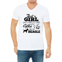 Just A Girl Who Is Perfectly Happy With Coffee And Her Beagle V-neck Tee | Artistshot