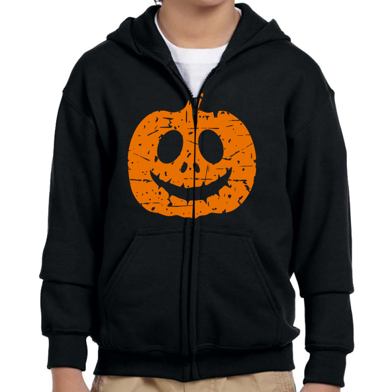 Pumpkin Vintage Smile Youth Zipper Hoodie by Qudkin | Artistshot