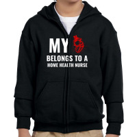 Home Health Nurse Funny Heart White Youth Zipper Hoodie | Artistshot