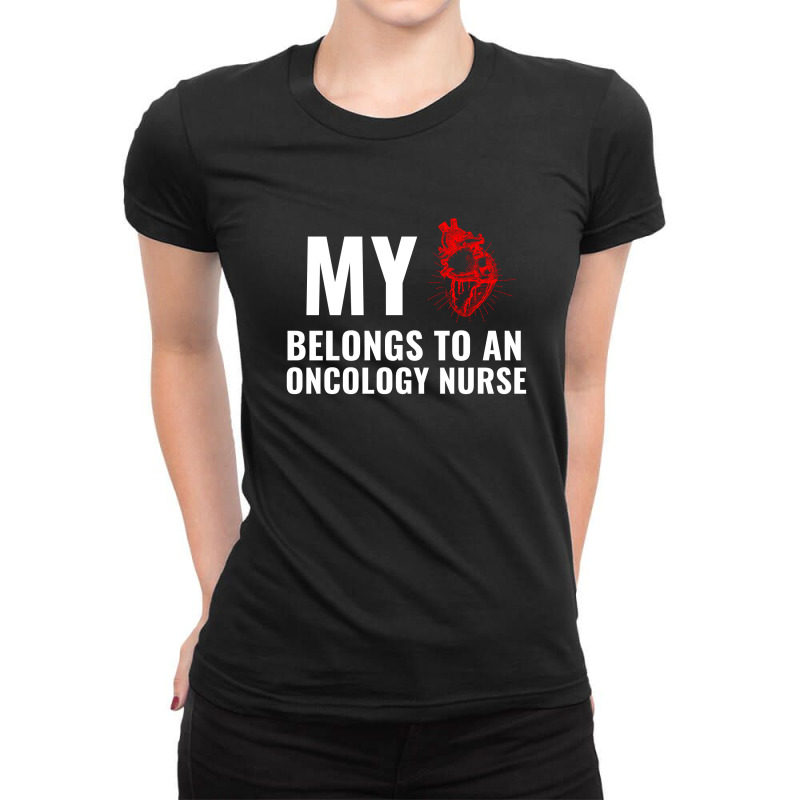 Oncology Nurse Funny Heart White Ladies Fitted T-shirt | Artistshot