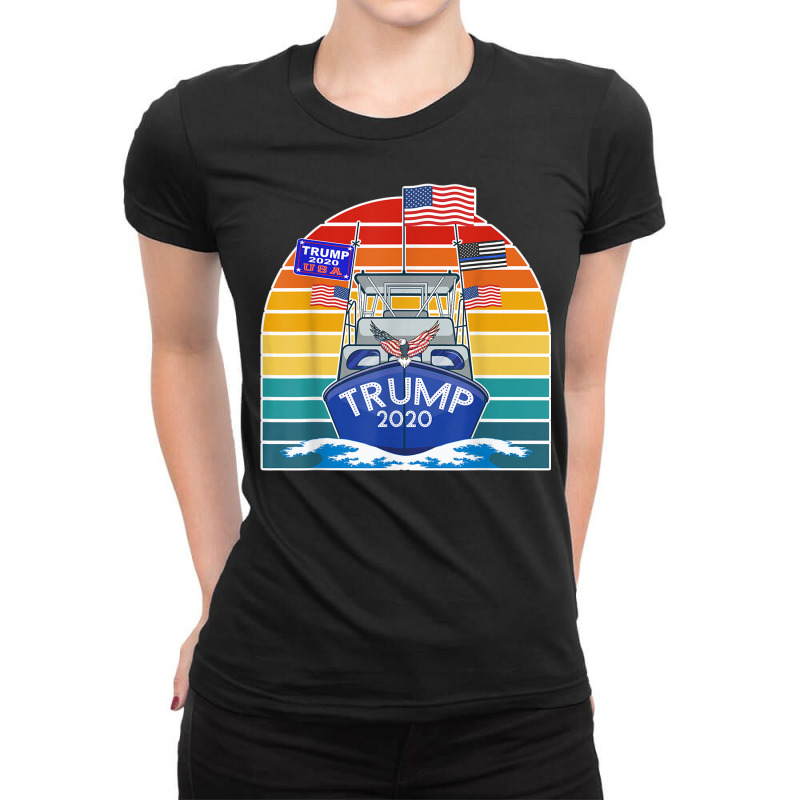 Trump Boat Parade 2020 Ladies Fitted T-Shirt by kakashop | Artistshot