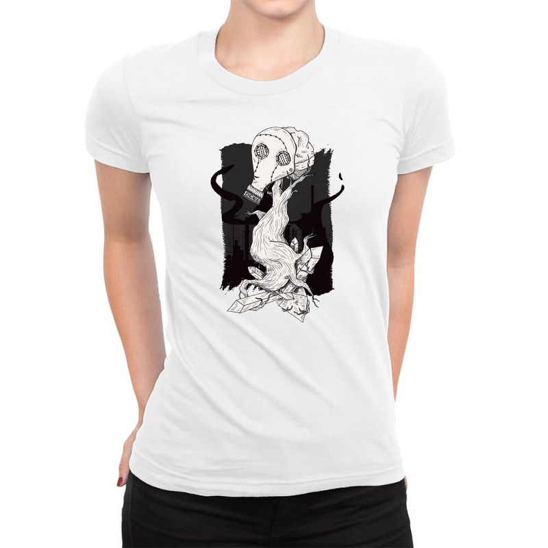 Gas Mask Tree Ladies Fitted T-shirt | Artistshot