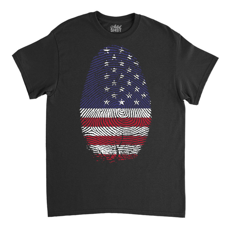 Usa Flag Finger Print Classic T-shirt by Chiks | Artistshot