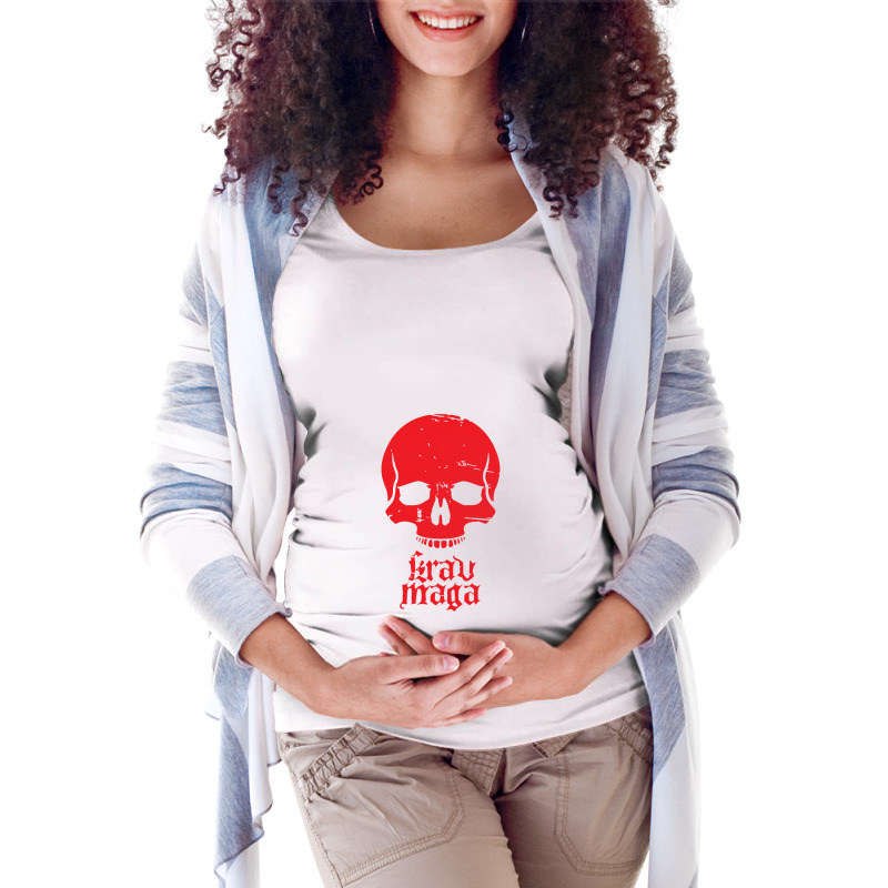 Distressed Krav Maga Skull Maternity Scoop Neck T-shirt by gunungduwure | Artistshot