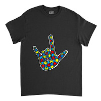 Asl Love Sign Language Autism Gift Awareness Support Autism Classic T-shirt | Artistshot