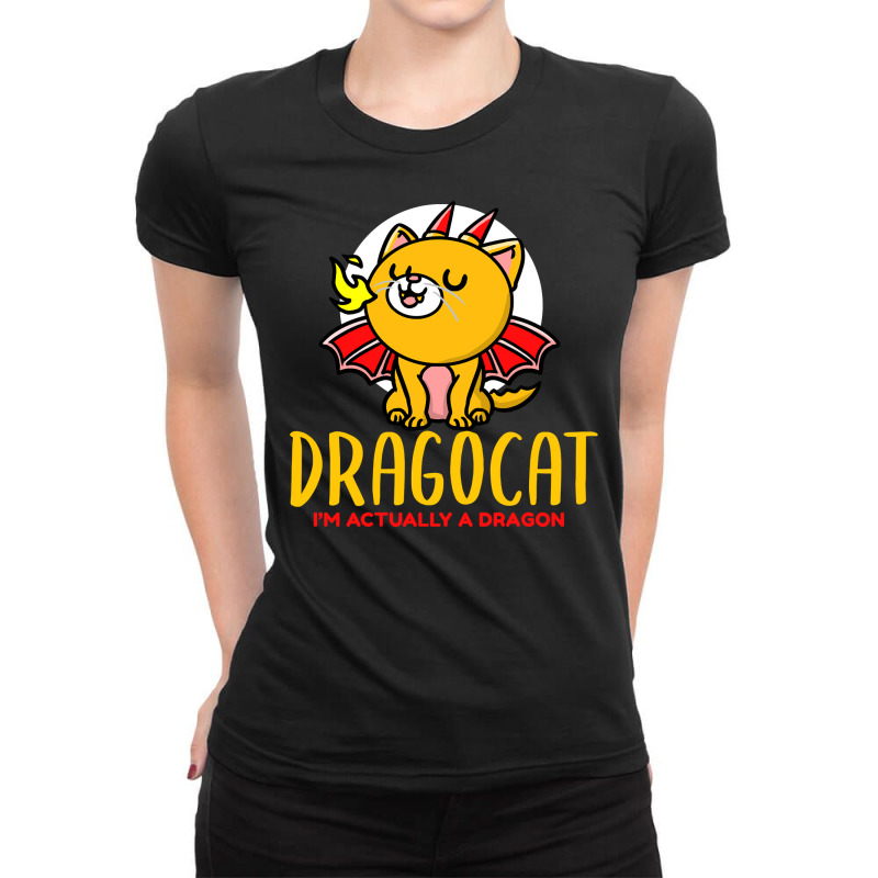 Cat Kitty Dragon Cat Cute Black Cat Ladies Fitted T-Shirt by offensejuggler | Artistshot