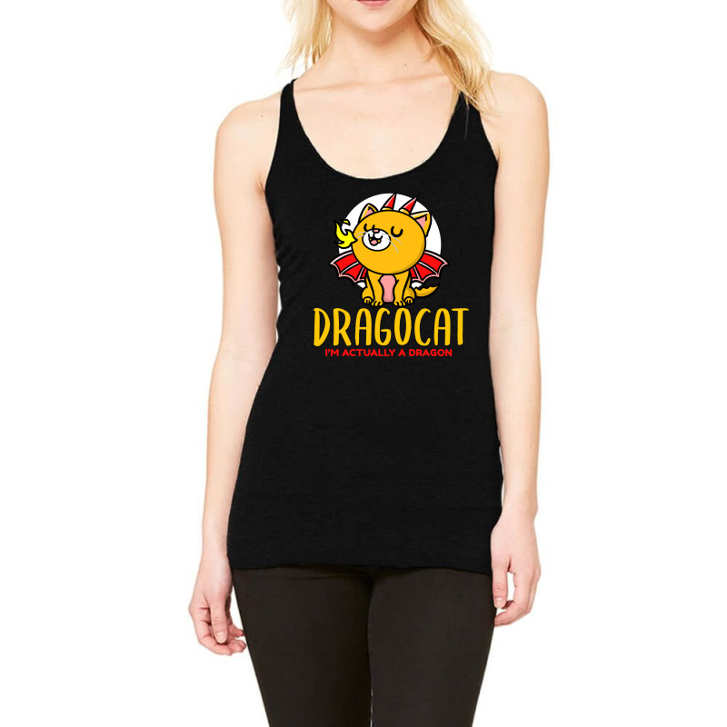 Cat Kitty Dragon Cat Cute Black Cat Racerback Tank by offensejuggler | Artistshot