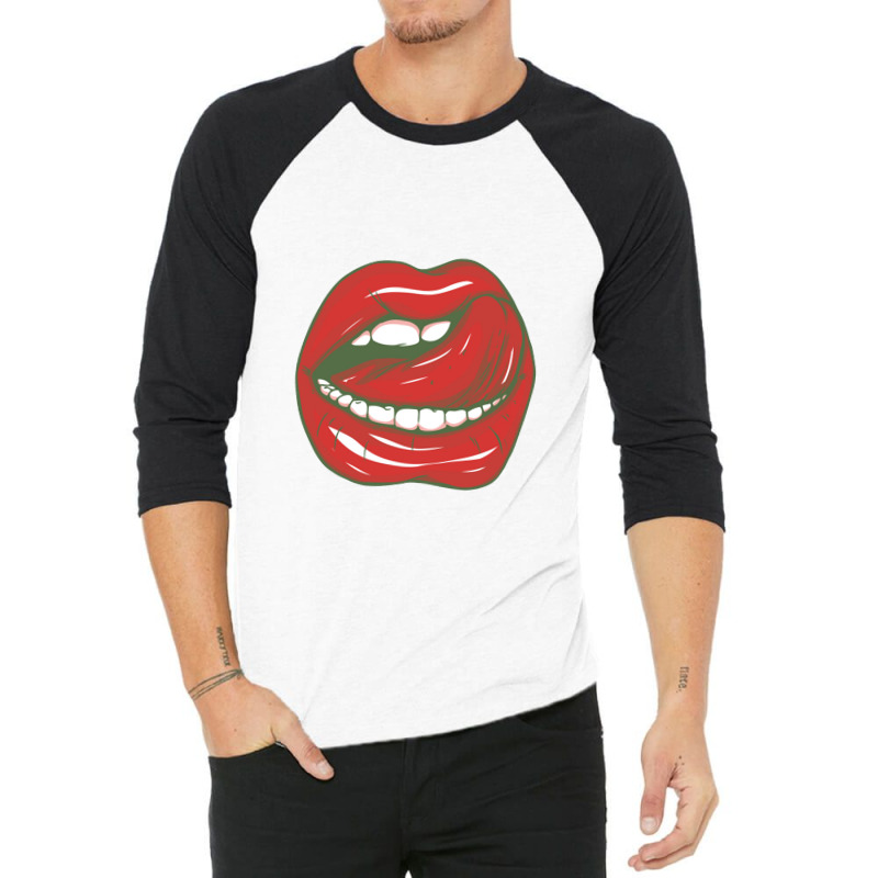 Sexy Tongue Licking Its Lips 3/4 Sleeve Shirt by yaktubu | Artistshot