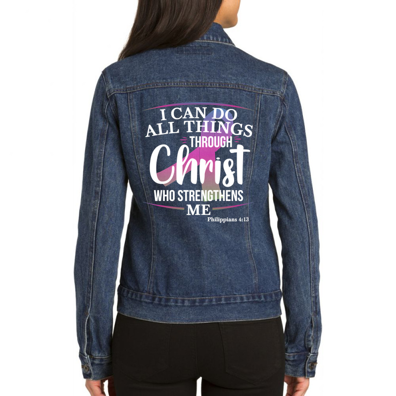 Breast Cancer Metastatic Breast Cancer Awareness I Can Do All Things T Ladies Denim Jacket by offensejuggler | Artistshot