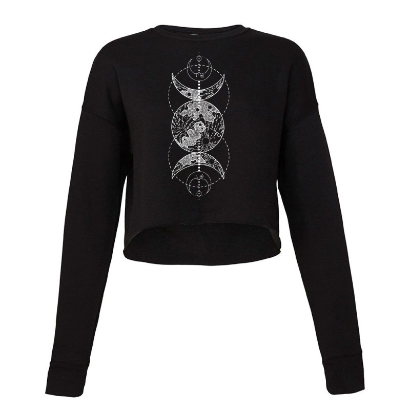 Triple Moon Goddess Witch Wicca Pagan Hecate Occult Wiccan Pullover Ho Cropped Sweater by ayedencoplon | Artistshot