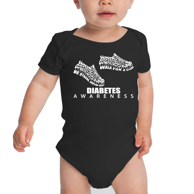 Diabetes Awareness T  Shirt Diabetes Awareness Shoes Ribbon Walk For A Baby Bodysuit by rico96716 | Artistshot