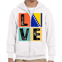 Vintage Retro I Love Bosnia Flag For Bosnian Pride Gift T Shirt Youth Zipper Hoodie | Artistshot