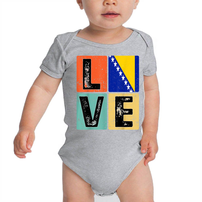 Vintage Retro I Love Bosnia Flag For Bosnian Pride Gift T Shirt Baby Bodysuit by ayedencoplon | Artistshot