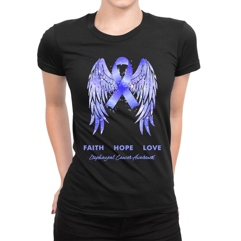 Esophageal Cancer T Shirtfaith Hope Love Esophageal Cancer Awareness W Ladies Fitted T-Shirt by rico96716 | Artistshot