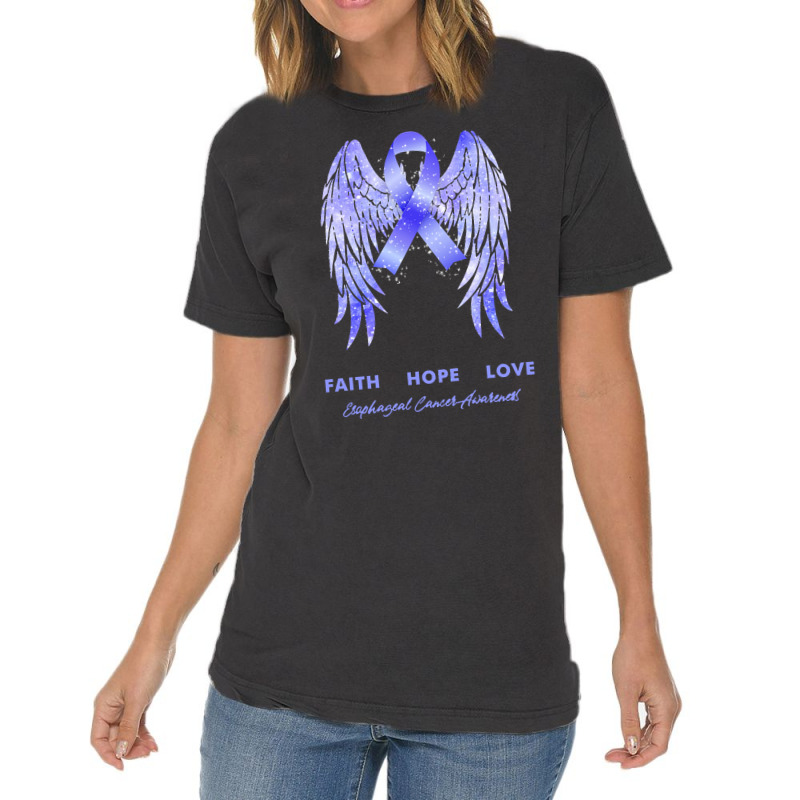 Esophageal Cancer T Shirtfaith Hope Love Esophageal Cancer Awareness W Vintage T-Shirt by rico96716 | Artistshot