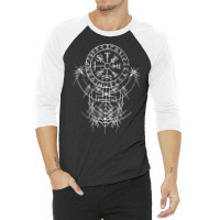 Vegvísir Viking Compass (on Back)   Vegvisir Vikings T Shirt 3/4 Sleeve Shirt | Artistshot