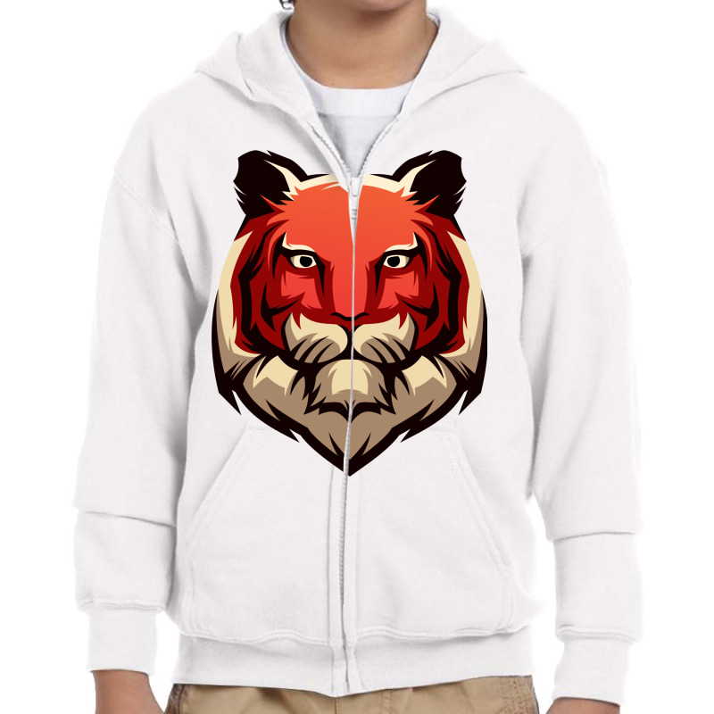 Tiger Head Vector Youth Zipper Hoodie by Chiks | Artistshot