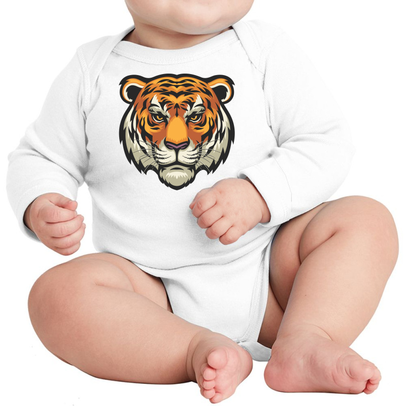 Tiger Head Vector Long Sleeve Baby Bodysuit | Artistshot