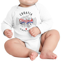 Zagreb Road Map Art - Earth Tones Long Sleeve Baby Bodysuit | Artistshot