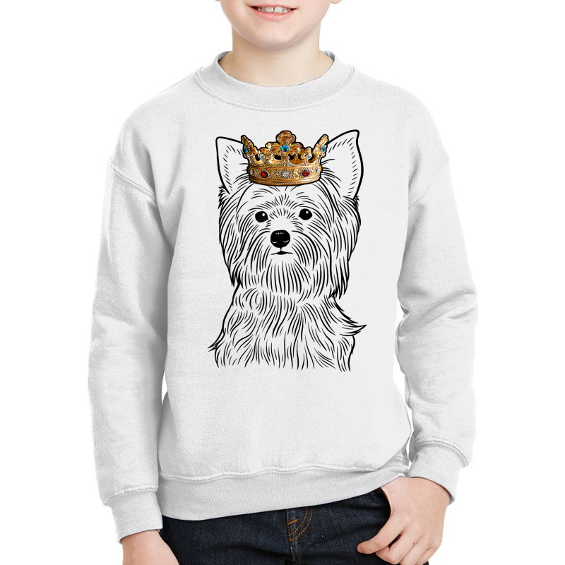 Yorkshire Terrier Dog Wearing Crown T Shirt Youth Sweatshirt by oluwafemimccullers | Artistshot