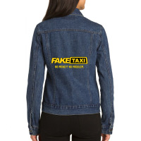 Fake Taxi No Money No Problem Taxi Driver Gift Ladies Denim Jacket | Artistshot