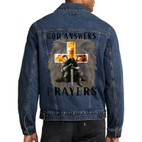 God Jesus Answers Prayers Warrior Men Christian Lion Graphic T Shirt Men Denim Jacket | Artistshot