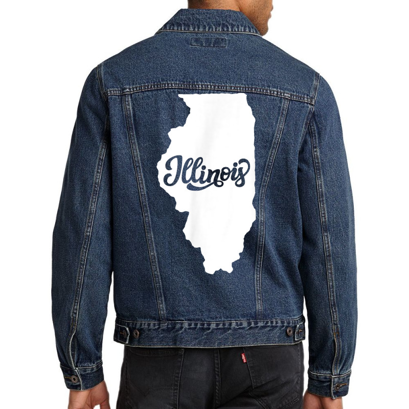 Illinois State Outline Retro Vintage Classic Font Design T Shirt Men Denim Jacket by ayedencoplon | Artistshot