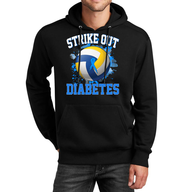 Volleyball Sport Lover Strike Out Diabetes Awareness Volleyball Fighte Unisex Hoodie by offensejuggler | Artistshot