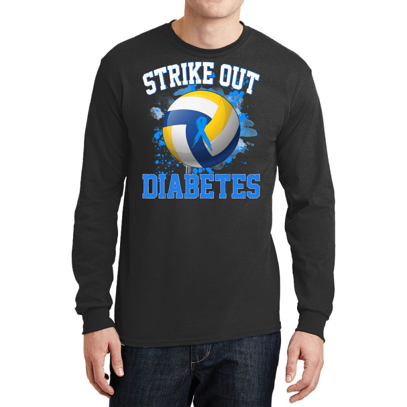 Volleyball Sport Lover Strike Out Diabetes Awareness Volleyball Fighte Long Sleeve Shirts by offensejuggler | Artistshot