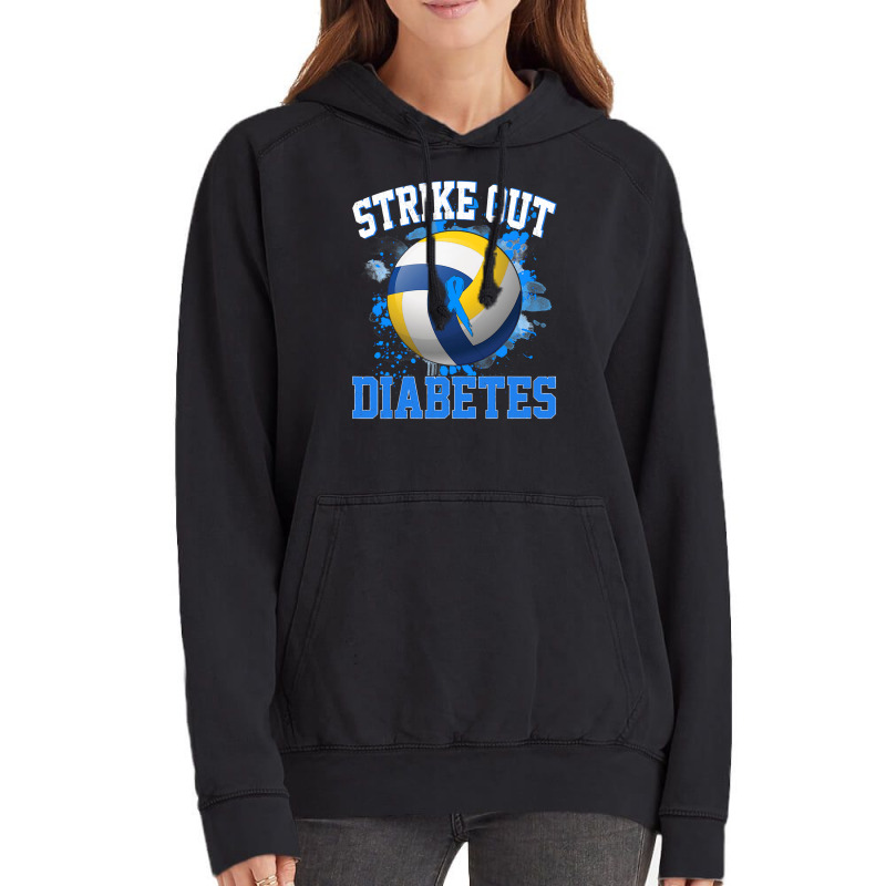 Volleyball Sport Lover Strike Out Diabetes Awareness Volleyball Fighte Vintage Hoodie by offensejuggler | Artistshot