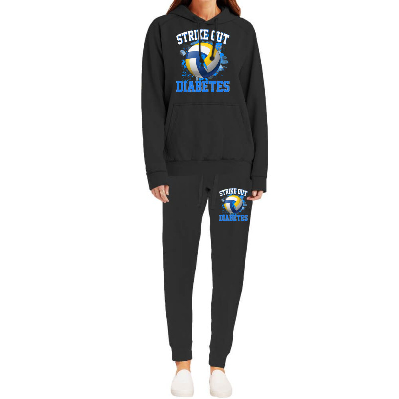 Volleyball Sport Lover Strike Out Diabetes Awareness Volleyball Fighte Hoodie & Jogger set by offensejuggler | Artistshot