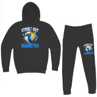 Volleyball Sport Lover Strike Out Diabetes Awareness Volleyball Fighte Hoodie & Jogger Set | Artistshot