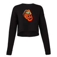 Lips With Tongue Out Pumkin Halloween Cropped Sweater | Artistshot