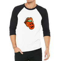 Lips With Tongue Out Pumkin Halloween 3/4 Sleeve Shirt | Artistshot