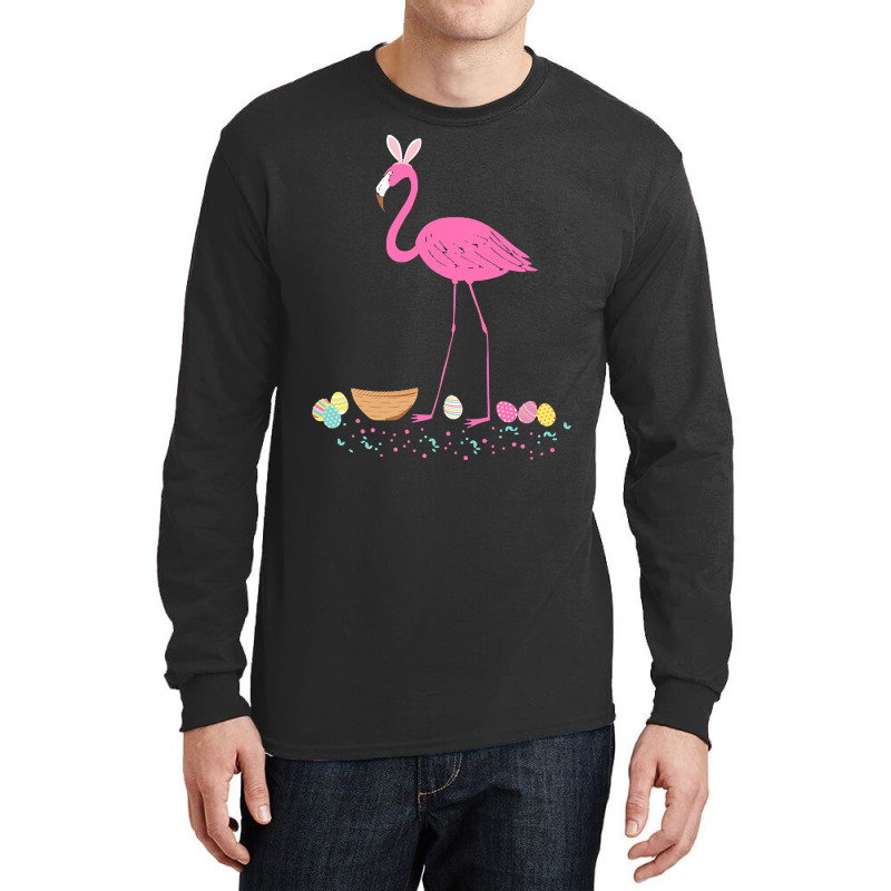 Pretty Easter Flamingo With Easter T  Shirt Easter Flamingo Easter Bun Long Sleeve Shirts | Artistshot