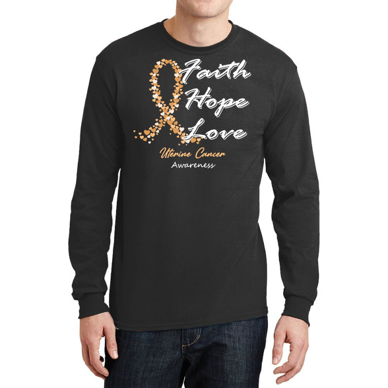 Uterine Cancer Awareness T  Shirt Uterine Cancer Awareness Faith Hope Long Sleeve Shirts by rico96716 | Artistshot