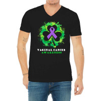 Vaginal Cancer Awareness T  Shirt Vaginal Cancer  Awareness Ribbon Sha V-neck Tee | Artistshot