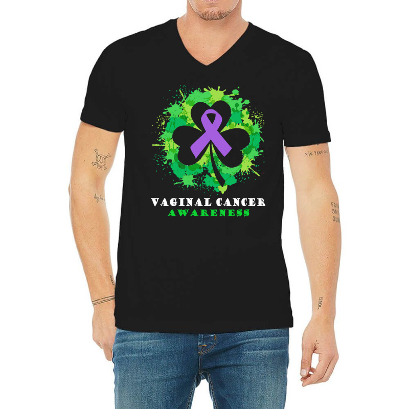 Vaginal Cancer Awareness T  Shirt Vaginal Cancer  Awareness Ribbon Sha V-Neck Tee by rico96716 | Artistshot