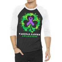 Vaginal Cancer Awareness T  Shirt Vaginal Cancer  Awareness Ribbon Sha 3/4 Sleeve Shirt | Artistshot