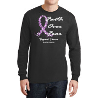 Vaginal Cancer Awareness T  Shirt Vaginal Cancer Awareness Faith Over Long Sleeve Shirts | Artistshot