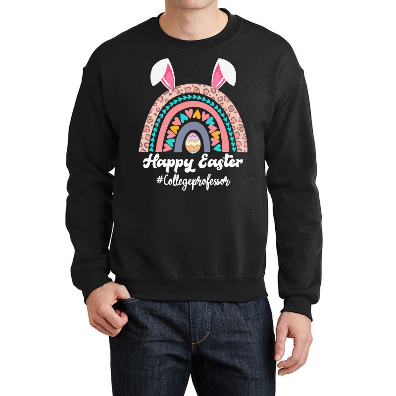 Teaching Easter Egg School Student T  Shirt Happy Easter Rainbow Leopa Crewneck Sweatshirt | Artistshot