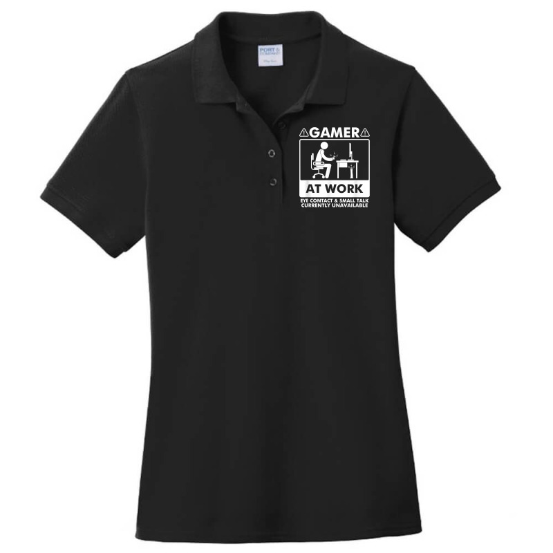 Gamer At Work Eye Contact Small Talk Currently Unavailable T Shirt Ladies Polo Shirt | Artistshot