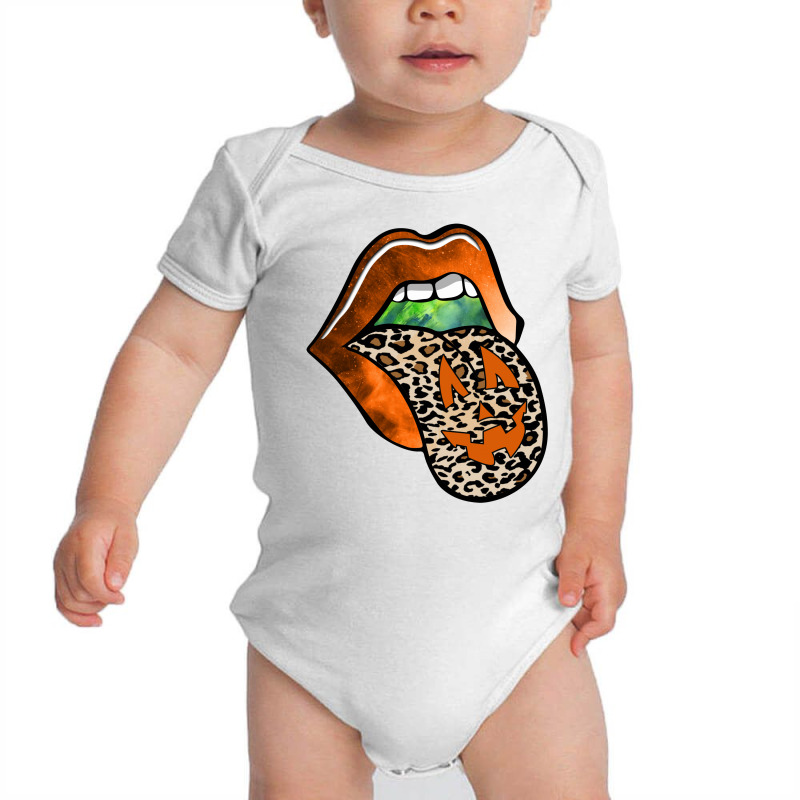 Lips Leopard Pumpkin Halloween Baby Bodysuit by autlu2024 | Artistshot