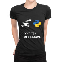 Funny Python Java Programmer Bilingual Coder Gift Tee Ladies Fitted T-shirt | Artistshot