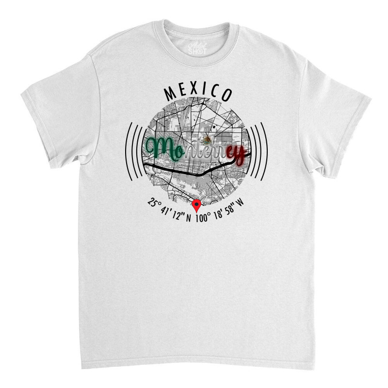 Monterrey Mexico Road Map Art - Earth Tones Classic T-shirt | Artistshot